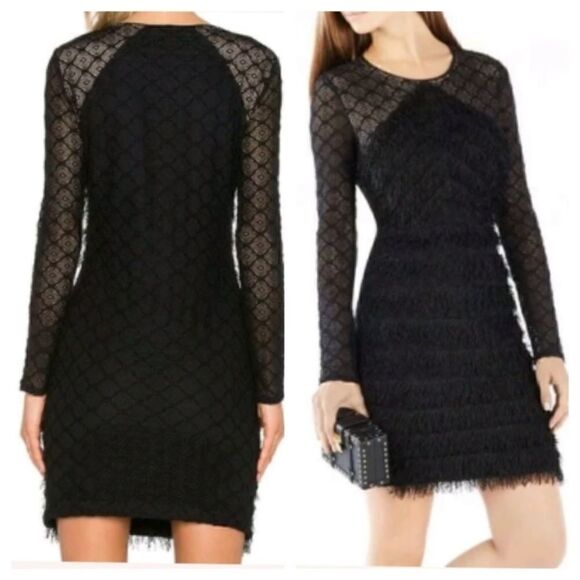 BCBGMaxAzria Velma dress black with texture - Picture 1 of 16